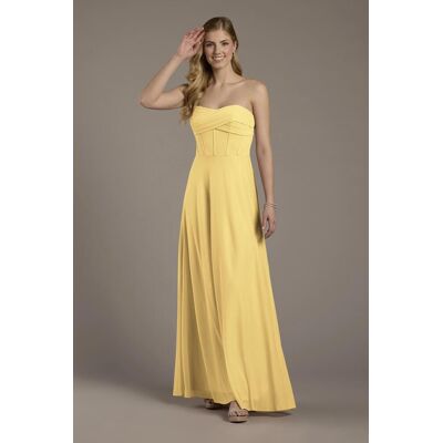 Celebrate DB Studio Mesh Twist Bodice Corset A-Line Dress in Pale Yellow Size: 28 David's Bridal Celebrate DB Studio Mesh Twist Bodice Corset A-Line Dress in Pale Yellow Size: 28 David's Bridal