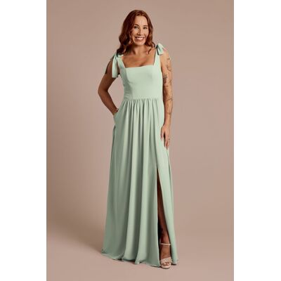 Celebrate DB Studio Chiffon Tie Strap Tank A-Line Dress in Dusty Sage Size: 26 David's Bridal Celebrate DB Studio Chiffon Tie Strap Tank A-Line Dress in Dusty Sage Size: 26 David's Bridal