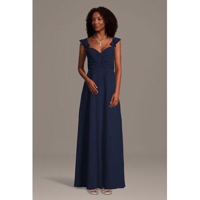 Celebrate DB Studio Chiffon Ruffle Sleeve Ruched A-Line Dress in Marine Size: 3X David's Bridal Celebrate DB Studio Chiffon Ruffle Sleeve Ruched A-Line Dress in Marine Size: 3X David's Bridal