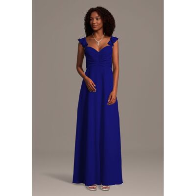 Celebrate DB Studio Chiffon Ruffle Sleeve Ruched A-Line Dress in Royal Blue Size: 4X David's Bridal Celebrate DB Studio Chiffon Ruffle Sleeve Ruched A-Line Dress in Royal Blue Size: 4X David's Bridal