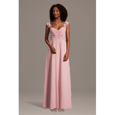 Celebrate DB Studio Chiffon Ruffle Sleeve Ruched A-Line Dress in Ballet Size: XS David's Bridal Celebrate DB Studio Chiffon Ruffle Sleeve Ruched A-Line Dress in Ballet Size: XS David's Bridal