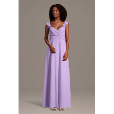 Celebrate DB Studio Chiffon Ruffle Sleeve Ruched A-Line Dress in Lavender Size: 4X David's Bridal Celebrate DB Studio Chiffon Ruffle Sleeve Ruched A-Line Dress in Lavender Size: 4X David's Bridal