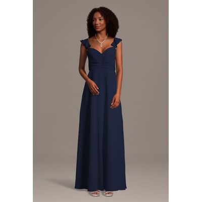 Celebrate DB Studio Chiffon Ruffle Sleeve Ruched A-Line Dress in Marine Size: 3X David's Bridal Celebrate DB Studio Chiffon Ruffle Sleeve Ruched A-Line Dress in Marine Size: 3X David's Bridal