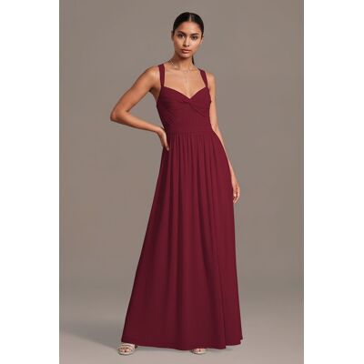 Celebrate DB Studio Chiffon Pleated Bodice A-Line Dress in Cranberry Size: Small David's Bridal Celebrate DB Studio Chiffon Pleated Bodice A-Line Dress in Cranberry Size: Small David's Bridal