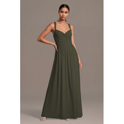 Celebrate DB Studio Chiffon Pleated Bodice A-Line Dress in Evergreen Size: 1X David's Bridal Celebrate DB Studio Chiffon Pleated Bodice A-Line Dress in Evergreen Size: 1X David's Bridal