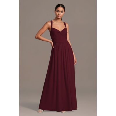 Celebrate DB Studio Chiffon Pleated Bodice A-Line Dress in Wine Size: Small David's Bridal Celebrate DB Studio Chiffon Pleated Bodice A-Line Dress in Wine Size: Small David's Bridal