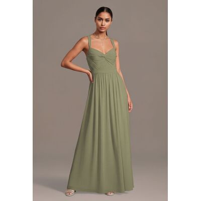 Celebrate DB Studio Chiffon Pleated Bodice A-Line Dress in Eucalyptus Size: 1X David's Bridal Celebrate DB Studio Chiffon Pleated Bodice A-Line Dress in Eucalyptus Size: 1X David's Bridal