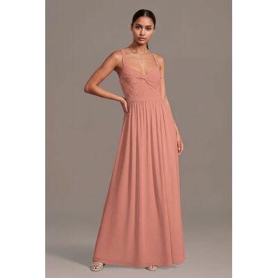 Celebrate DB Studio Chiffon Pleated Bodice A-Line Dress in Desert Coral Size: 4X David's Bridal Celebrate DB Studio Chiffon Pleated Bodice A-Line Dress in Desert Coral Size: 4X David's Bridal