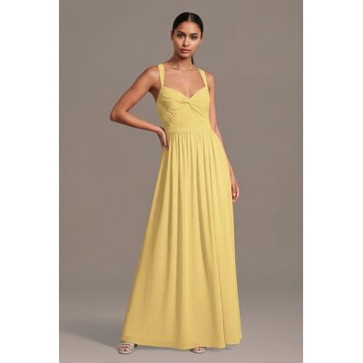 Celebrate DB Studio Chiffon Pleated Bodice A-Line Dress in Pale Yellow Size: 4X David's Bridal Celebrate DB Studio Chiffon Pleated Bodice A-Line Dress in Pale Yellow Size: 4X David's Bridal
