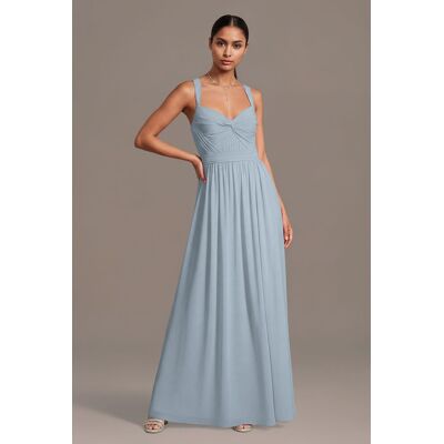Celebrate DB Studio Chiffon Pleated Bodice A-Line Dress in Dusty Blue Size: 4X David's Bridal Celebrate DB Studio Chiffon Pleated Bodice A-Line Dress in Dusty Blue Size: 4X David's Bridal