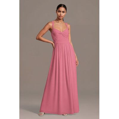 Celebrate DB Studio Chiffon Pleated Bodice A-Line Dress in Rose Pink Size: 4X David's Bridal Celebrate DB Studio Chiffon Pleated Bodice A-Line Dress in Rose Pink Size: 4X David's Bridal