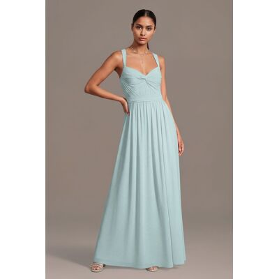 Celebrate DB Studio Chiffon Pleated Bodice A-Line Dress in Sky Blue Size: 4X David's Bridal Celebrate DB Studio Chiffon Pleated Bodice A-Line Dress in Sky Blue Size: 4X David's Bridal