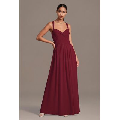 Celebrate DB Studio Chiffon Pleated Bodice A-Line Dress in Cranberry Size: Small David's Bridal Celebrate DB Studio Chiffon Pleated Bodice A-Line Dress in Cranberry Size: Small David's Bridal