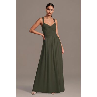 Celebrate DB Studio Chiffon Pleated Bodice A-Line Dress in Evergreen Size: 1X David's Bridal Celebrate DB Studio Chiffon Pleated Bodice A-Line Dress in Evergreen Size: 1X David's Bridal