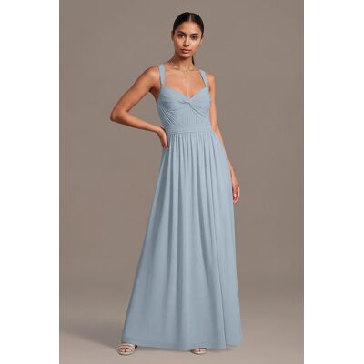 Celebrate DB Studio Chiffon Pleated Bodice A-Line Dress in Dusty Blue Size: 4X David's Bridal Celebrate DB Studio Chiffon Pleated Bodice A-Line Dress in Dusty Blue Size: 4X David's Bridal