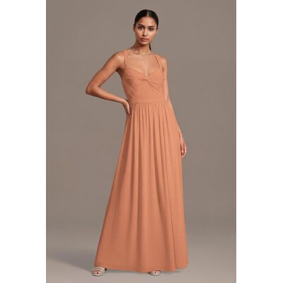Celebrate DB Studio Chiffon Pleated Bodice A-Line Dress in Terracotta Size: 2X David's Bridal Celebrate DB Studio Chiffon Pleated Bodice A-Line Dress in Terracotta Size: 2X David's Bridal