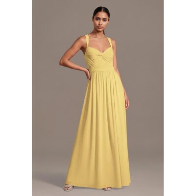 Celebrate DB Studio Chiffon Pleated Bodice A-Line Dress in Pale Yellow Size: 4X David's Bridal Celebrate DB Studio Chiffon Pleated Bodice A-Line Dress in Pale Yellow Size: 4X David's Bridal