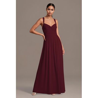 Celebrate DB Studio Chiffon Pleated Bodice A-Line Dress in Wine Size: Small David's Bridal Celebrate DB Studio Chiffon Pleated Bodice A-Line Dress in Wine Size: Small David's Bridal