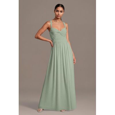 Celebrate DB Studio Chiffon Pleated Bodice A-Line Dress in Dusty Sage Size: 4X David's Bridal Celebrate DB Studio Chiffon Pleated Bodice A-Line Dress in Dusty Sage Size: 4X David's Bridal