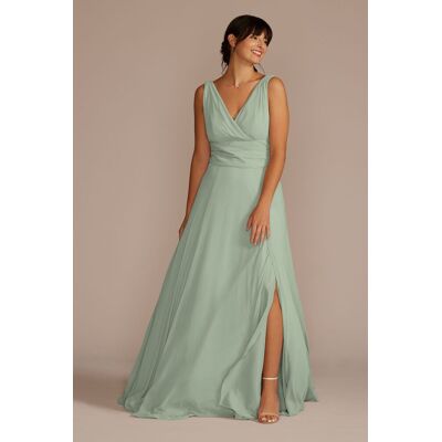 Celebrate DB Studio Long Chiffon Surplice Tank Bridesmaid Dress in Dusty Sage Size: 28 David's Bridal Celebrate DB Studio Long Chiffon Surplice Tank Bridesmaid Dress in Dusty Sage Size: 28 David's Bridal