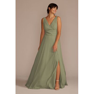 Celebrate DB Studio Long Chiffon Surplice Tank Bridesmaid Dress in Eucalyptus Size: 20 David's Bridal Celebrate DB Studio Long Chiffon Surplice Tank Bridesmaid Dress in Eucalyptus Size: 20 David's Bridal