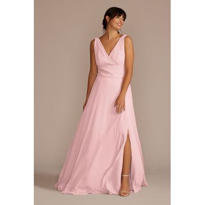 Celebrate DB Studio Long Chiffon Surplice Tank Bridesmaid Dress in Pastel Pink Size: 30 David's Bridal Celebrate DB Studio Long Chiffon Surplice Tank Bridesmaid Dress in Pastel Pink Size: 30 David's Bridal