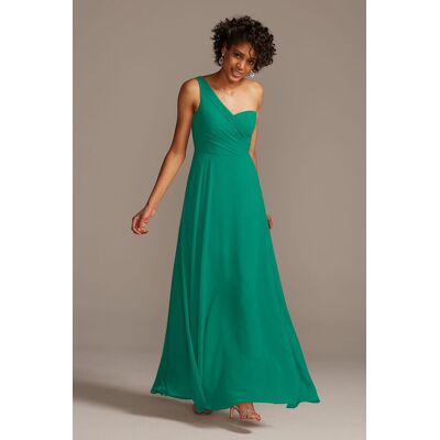 Celebrate DB Studio Full Skirt Bridesmaid Dress With One Shoulder in Emerald Size: 6 David's Bridal Celebrate DB Studio Full Skirt Bridesmaid Dress With One Shoulder in Emerald Size: 6 David's Bridal