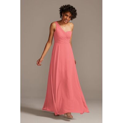 Celebrate DB Studio Full Skirt Bridesmaid Dress With One Shoulder in Coral Reef Size: 2 David's Bridal Celebrate DB Studio Full Skirt Bridesmaid Dress With One Shoulder in Coral Reef Size: 2 David's Bridal
