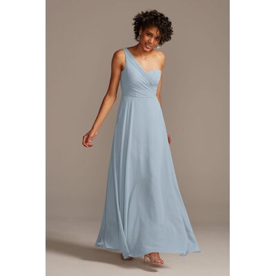 Celebrate DB Studio Full Skirt Dress With One Shoulder in Dusty Blue Size: 26 David's Bridal Celebrate DB Studio Full Skirt Dress With One Shoulder in Dusty Blue Size: 26 David's Bridal