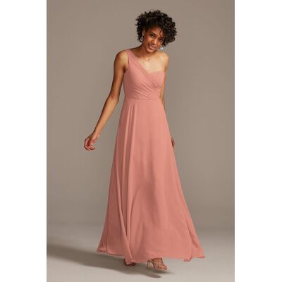 Celebrate DB Studio Full Skirt Dress With One Shoulder in Desert Coral Size: 26 David's Bridal Celebrate DB Studio Full Skirt Dress With One Shoulder in Desert Coral Size: 26 David's Bridal