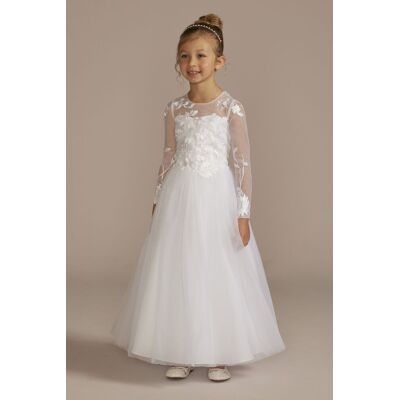 DB Studio Floral Applique Long Sleeve Communion Dress in White Size: 2T David's Bridal DB Studio Floral Applique Long Sleeve Communion Dress in White Size: 2T David's Bridal