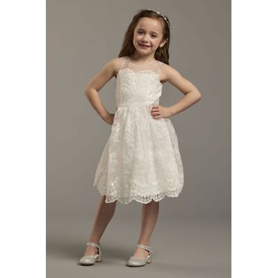 DB Studio Scalloped Lace Sleeveless Flower Girl Dress in Soft White Size: 7 David's Bridal DB Studio Scalloped Lace Sleeveless Flower Girl Dress in Soft White Size: 7 David's Bridal