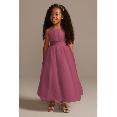 Satin Flower Girl Dress With Tulle Skirt in Chianti Size: 3 David's Bridal Satin Flower Girl Dress With Tulle Skirt in Chianti Size: 3 David's Bridal