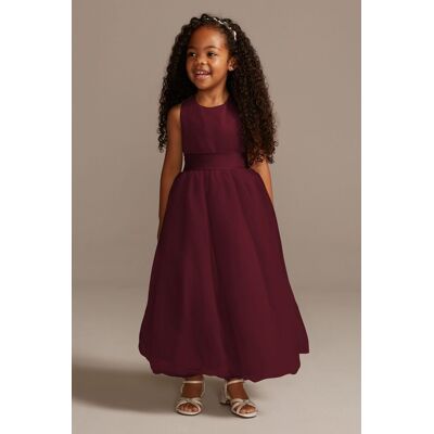 Satin Flower Girl Dress With Tulle Skirt in Wine Size: 3 David's Bridal Satin Flower Girl Dress With Tulle Skirt in Wine Size: 3 David's Bridal