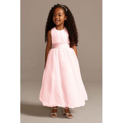Satin Flower Girl Dress With Tulle Skirt in Petal Size: 6 David's Bridal Satin Flower Girl Dress With Tulle Skirt in Petal Size: 6 David's Bridal