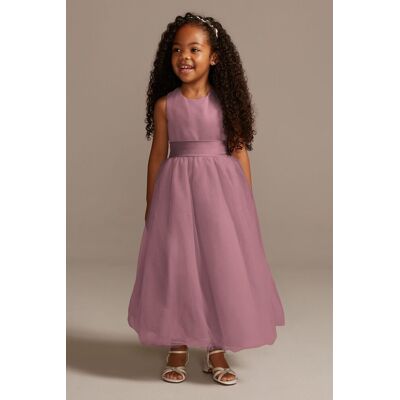 Satin Flower Girl Dress With Tulle Skirt in Quartz Size: 12M David's Bridal Satin Flower Girl Dress With Tulle Skirt in Quartz Size: 12M David's Bridal