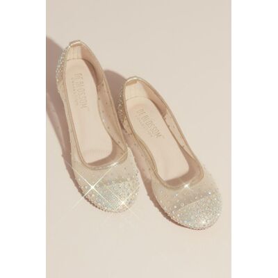 Illusion Toe Cap Crystal Embellished Ballet Flat Shoes in Nude Size: 6.5 David's Bridal Illusion Toe Cap Crystal Embellished Ballet Flat Shoes in Nude Size: 6.5 David's Bridal