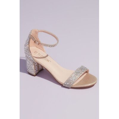 DB Studio Allover Crystal Glitter Block Heel Sandals in Champagne Size: 6.5 David's Bridal DB Studio Allover Crystal Glitter Block Heel Sandals in Champagne Size: 6.5 David's Bridal