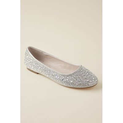 DB Studio Round Toe Glitter Ballet Flat Shoes in Silver Size: 8 David's Bridal DB Studio Round Toe Glitter Ballet Flat Shoes in Silver Size: 8 David's Bridal
