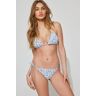 Garage Side Tie Ruffle Bikini Bottom White/blue Roses XS Women