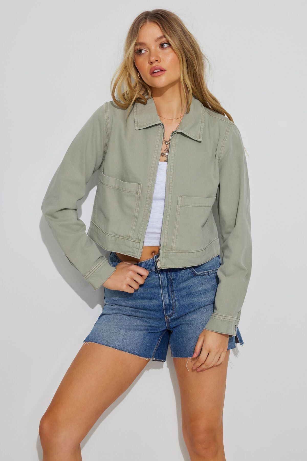 Garage Clean Twill Jacket Seagrass Green S Women