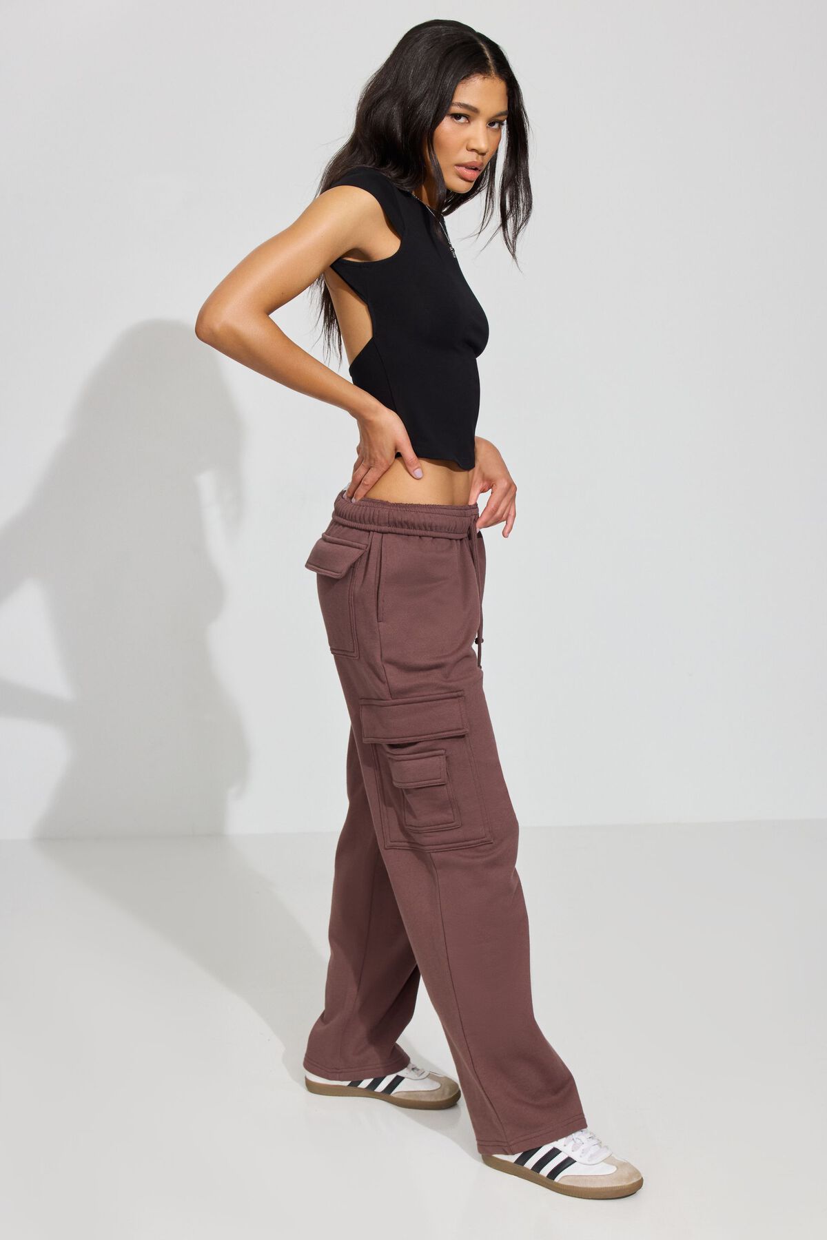 Garage Fleece Cargo Sweatpant Shopping Bag Brown S Women