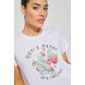 Garage Boxy Tee Bright White With "Don't Panic" Art XS Women