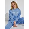 Garage Oversized Crewneck Sweatshirt Sporty Blue With "Montauk" Art M Women