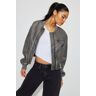 Garage Crop Washed Faux Leather Bomber Washed Grey S Women