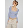 Garage Pamela Long Sleeve Scoop Neck Top Serenity Blue M Women