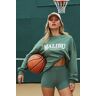 Garage Oversized Crewneck Sweatshirt Ocean Green With "Malibu" Art M Women