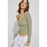 Garage Pamela Long Sleeve Scoop Neck Top Seagrass Green S Women