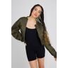 Garage Crop Bomber Olive Night Green L Women