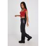 Garage Faux Leather Straight Pant Jet Black L Women